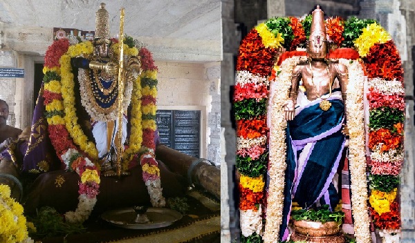 Well adorned urshavar idol with flowers.