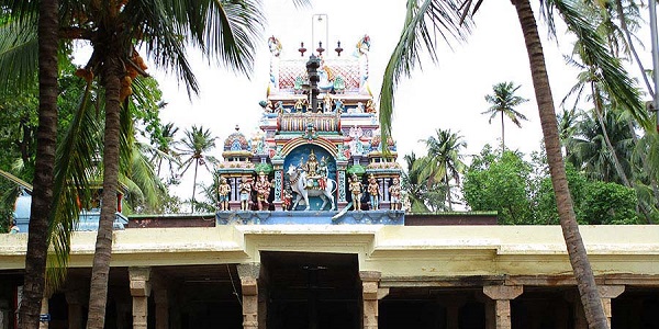 Front view of ilanji Kumaran Temple in Tirunelveli