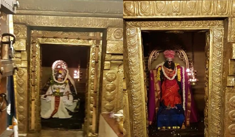 Moolavar and nithya kalyani ambal sanathi lit with sacred diyas in Kadayam NithyakalyaniAmmaiUdanurai Vilvanathar Temple in Tirunelveli