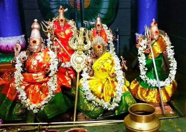 A group of idols in perathu selvi amman temple.