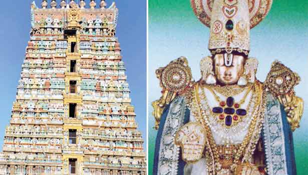 Vanamamalai Perumal Temple with the god's idol for reference.