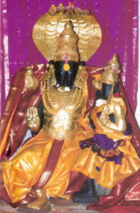 Neelamani nathar idol adorned with heavy ornaments in Sri Kariyamanikka Perumal Temple in Tirunelveli. 