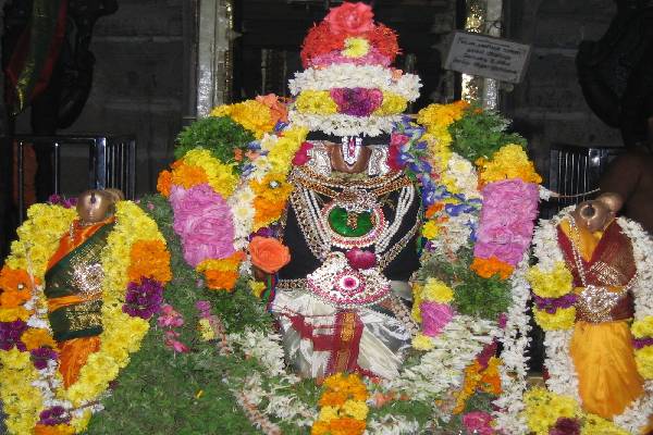 Tirupathi god adroned with jewels for varuthini eekadeshi.